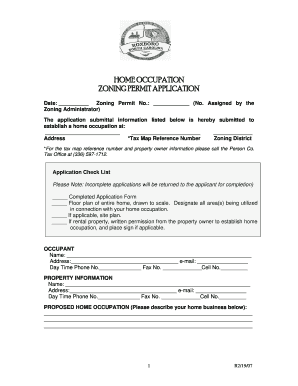 Home Occupation Zoning Permit Application