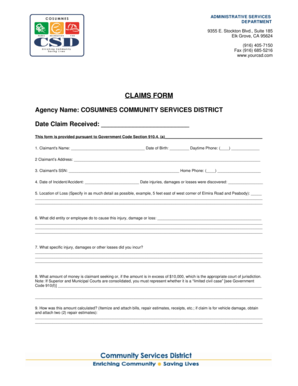 California Claims Form