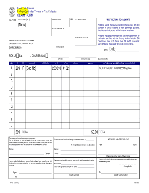 Sonoma County Claim Form