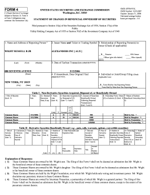 Form 4 Statement of Changes in Beneficial Ownership