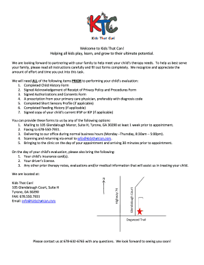 Child History Form for Therapy Evaluation