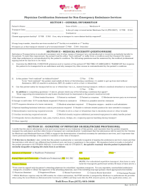 Physician Certification for Non-Emergency Ambulance Services