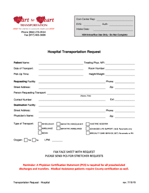 Hospital Transportation Request Form