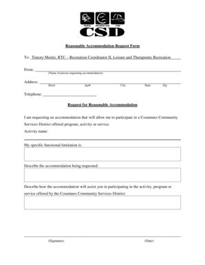 Reasonable Accommodation Request Form