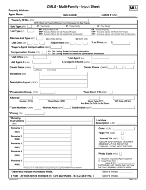 CMLS Multi-Family Property Listing Form