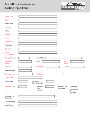 NY MLS Condominium Listing Input Form