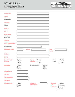 New York MLS Land Listing Input Form