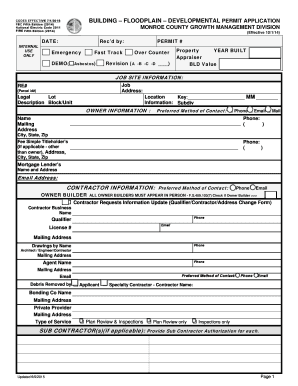 Monroe County Building Floodplain Developmental Permit Application