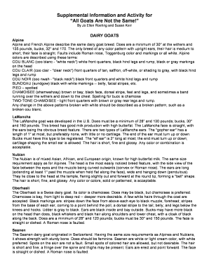Dairy Goat Breed Identification Activity
