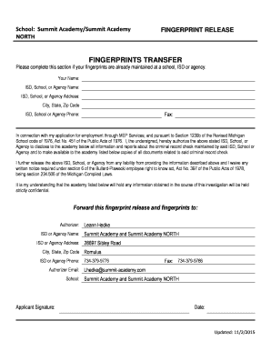 Michigan Fingerprint Release Form