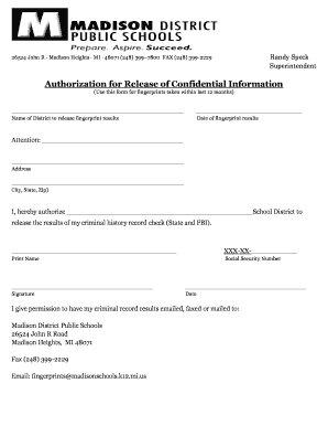 Authorization for Release of Confidential Information