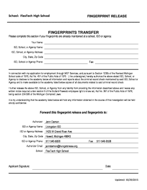 Fingerprint Release Form