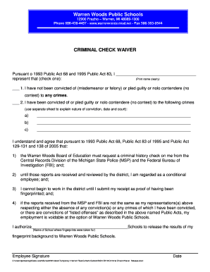 Criminal Check Waiver Release