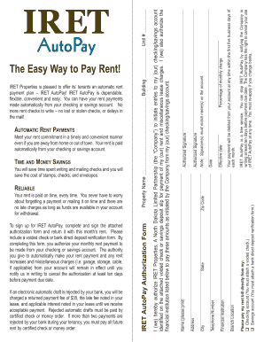 IRET AutoPay Authorization Form