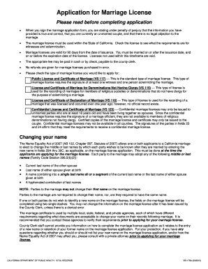 California Marriage License Application