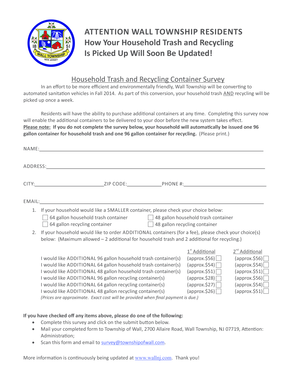 Wall Township Household Trash and Recycling Survey
