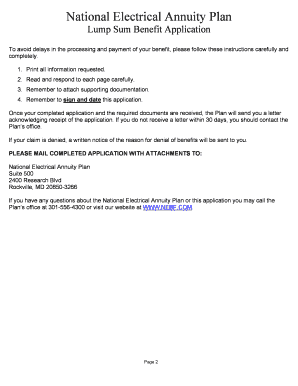 National Electrical Annuity Plan Lump Sum Benefit Application