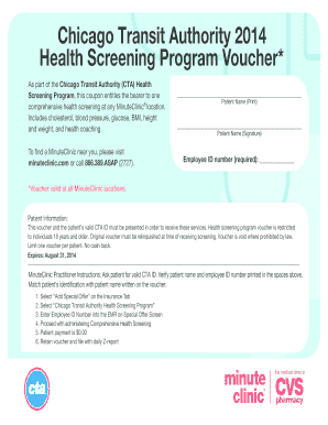 CTA Health Screening Program Voucher