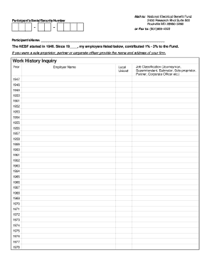 Work History Inquiry Form