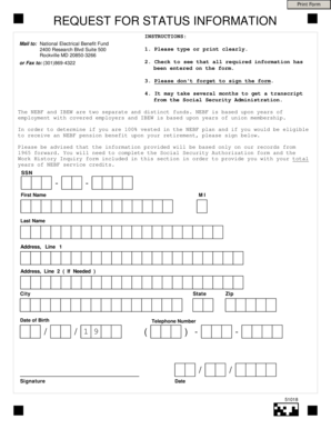 NEBF Pension Eligibility Request Form