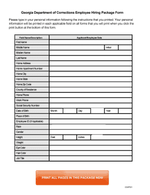 Georgia Department of Corrections Employee Hiring Package
