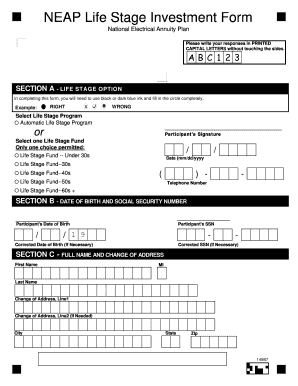 NEAP Life Stage Investment Form