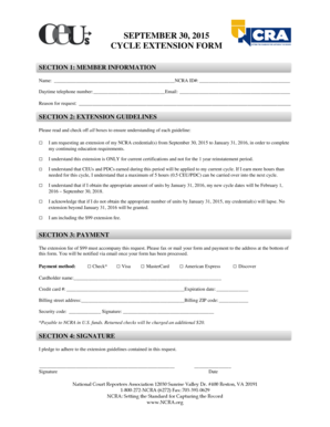 NCRA Cycle Extension Form