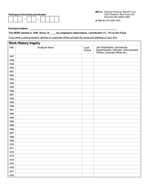 Work History Inquiry Form