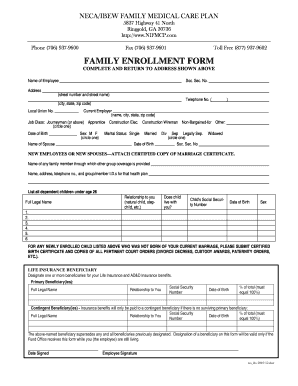 NECA/IBEW Family Medical Care Plan Enrollment Form