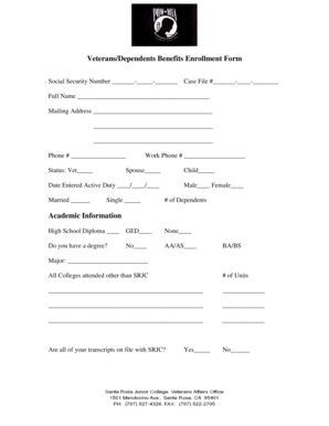 Veterans/Dependents Benefits Enrollment Form