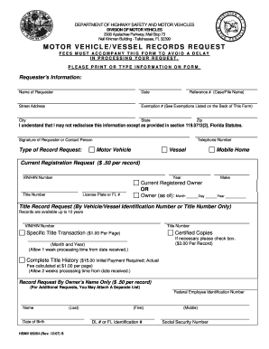 Florida Motor Vehicle Records Request Form