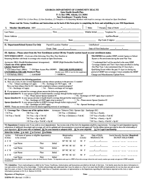 Georgia State Health Benefit Plan Enrollment Form