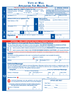 Vote by Mail Application for Mail-In Ballot