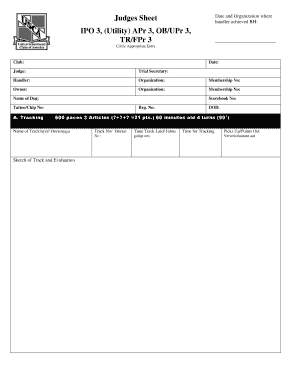 IPO 3 Dog Training Evaluation Form