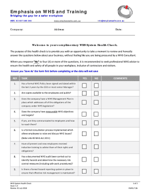 WHS System Health Check Form