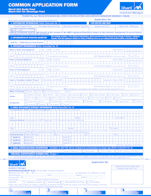 Bharti AXA Mutual Fund Application Form