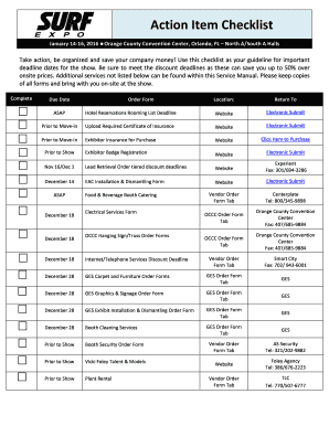 Trade Show Action Item Checklist