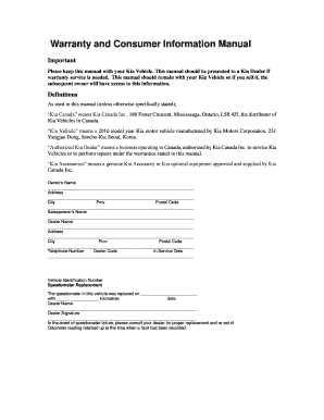 Kia Vehicle Warranty and Consumer Information Manual