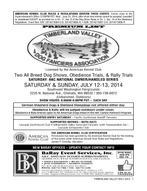 American Kennel Club Dog Show Entry Form