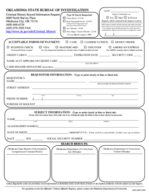 Oklahoma Criminal History Record Request Form