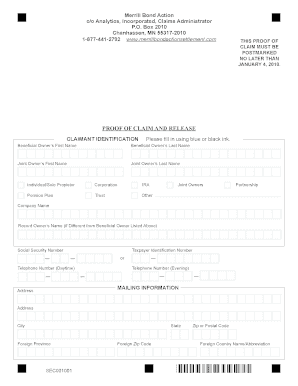Merrill Bond Action Proof of Claim and Release
