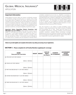 Global Medical Insurance Application Form
