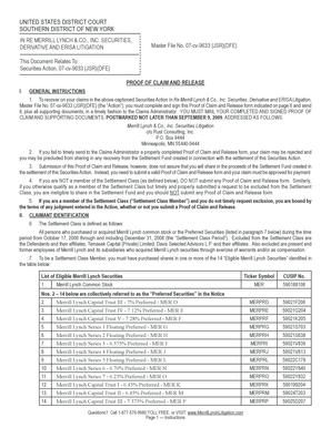 Merrill Lynch Securities Litigation Proof of Claim