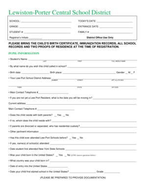 New York Student Registration Form