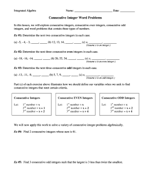 Integrated Algebra Worksheet