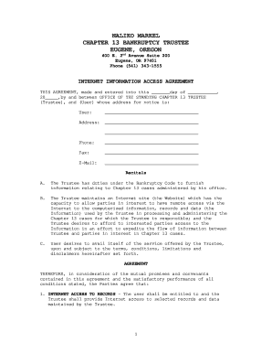 Chapter 13 Bankruptcy Trustee Internet Access Agreement