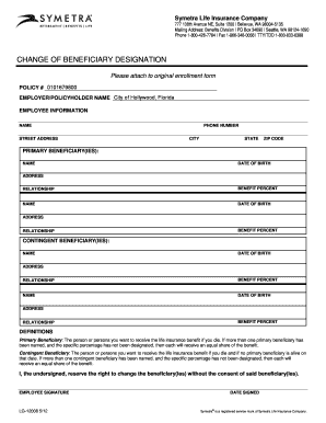 Change of Beneficiary Designation Form