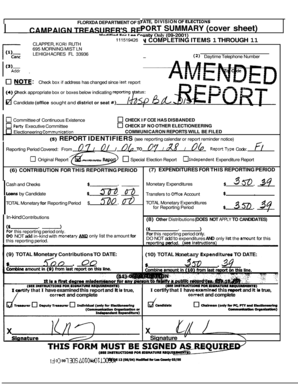 Florida Campaign Treasurer's Report Summary