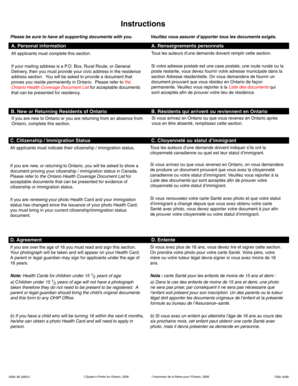 Ontario Health Coverage Registration Form