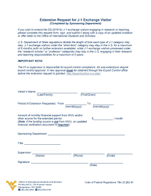 Extension Request for J-1 Exchange Visitor